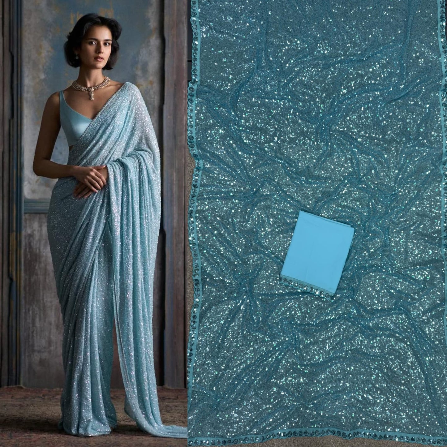 Premium Bollywood Style Sequins Bling Saree