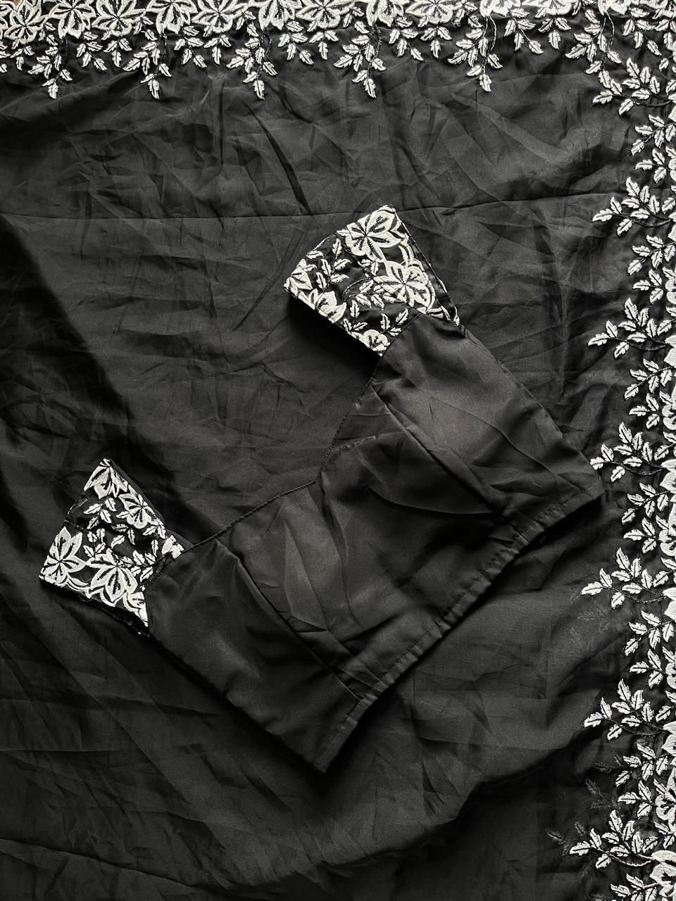 Black Love Premium Tabby Silk Saree