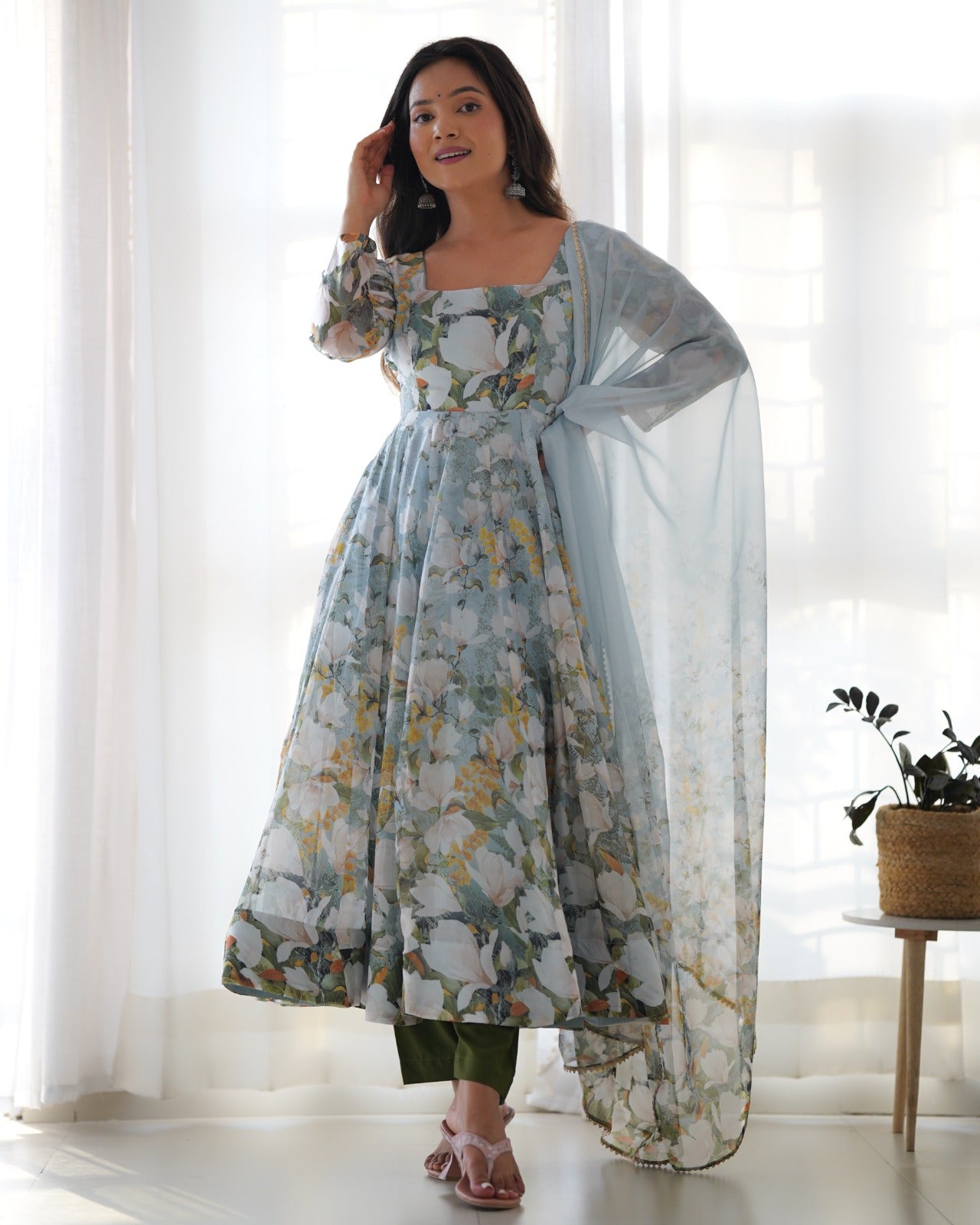 Pure Organza Ready To Wear Anarkali Set