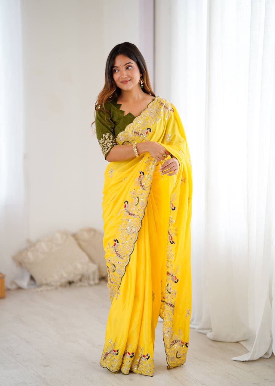 Yellow Auspicious Haldi Exclusive Saree