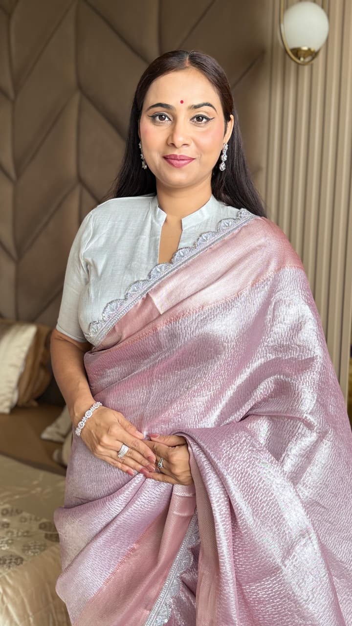 Pastal Pink Shimmering Shine Saree
