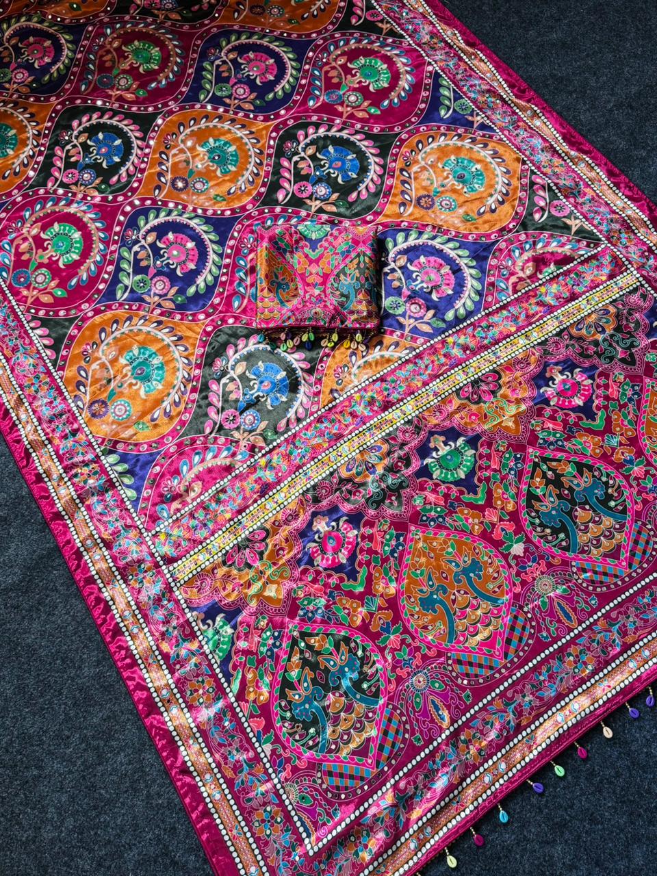AJARAKH PREMIUM ROMAN SILK SAREE