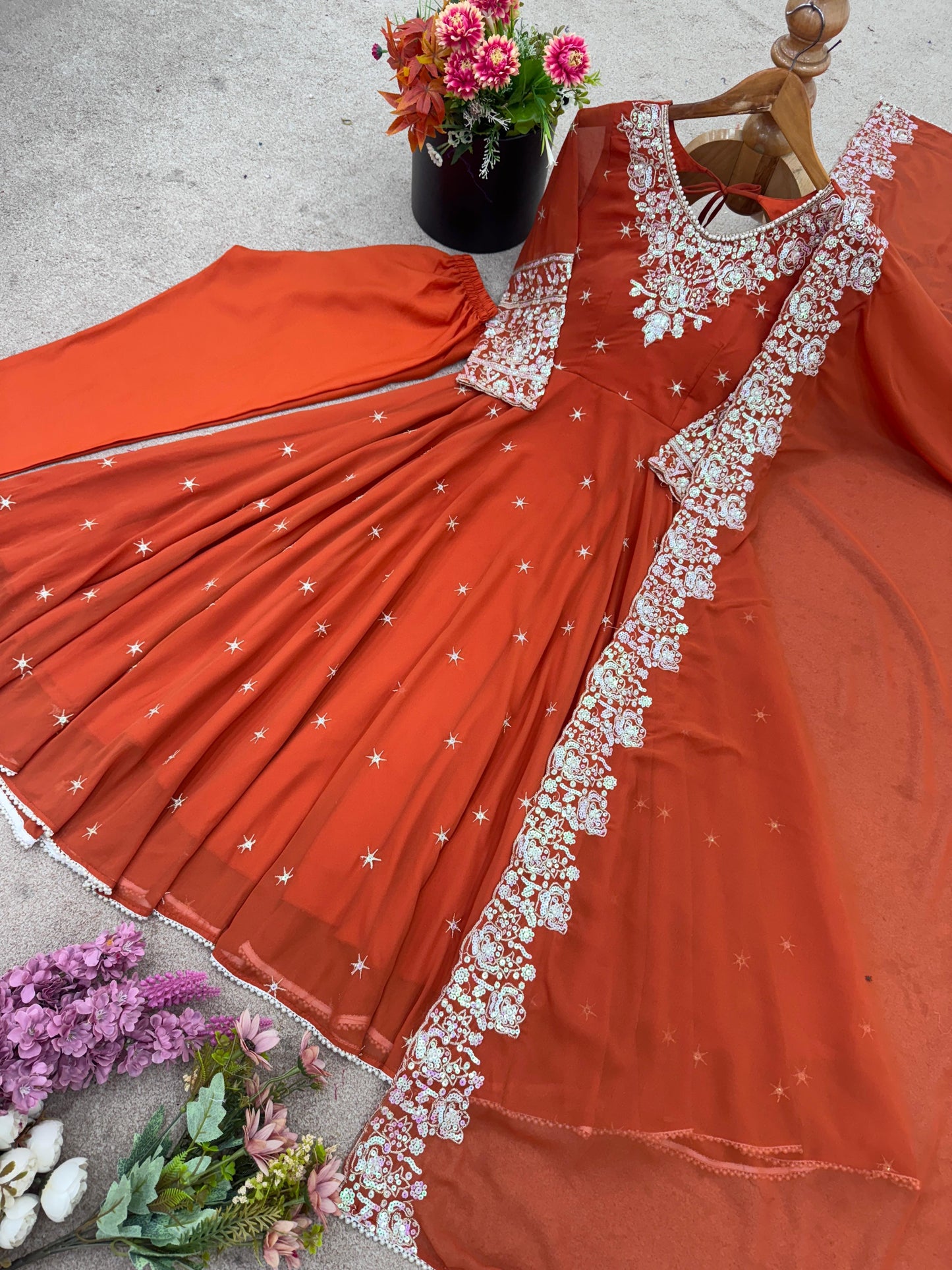 Elegant Embroidered Rambo Sequence Designer Anarkali