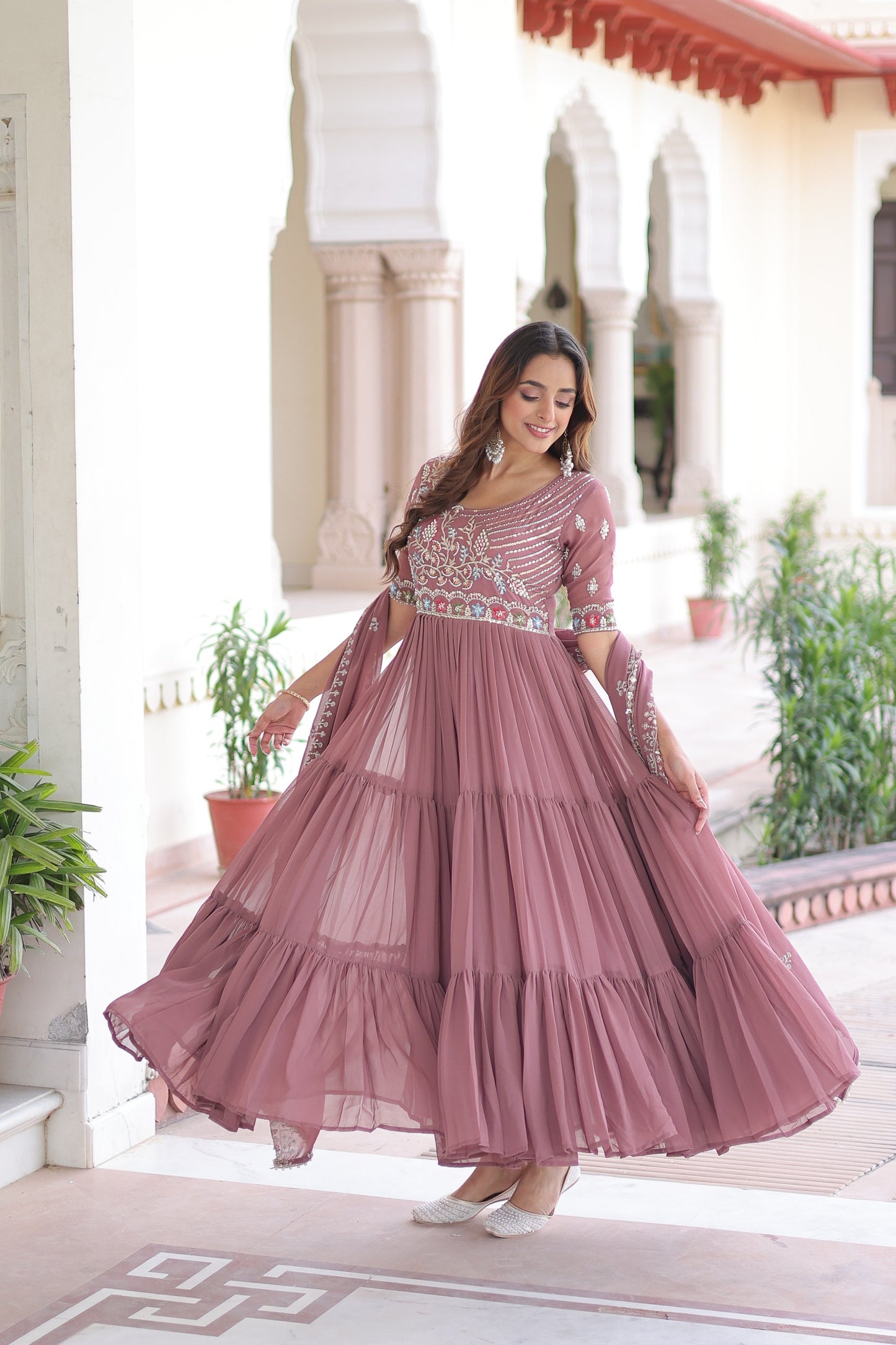 Premium Multi Thread Bead Work Gowns