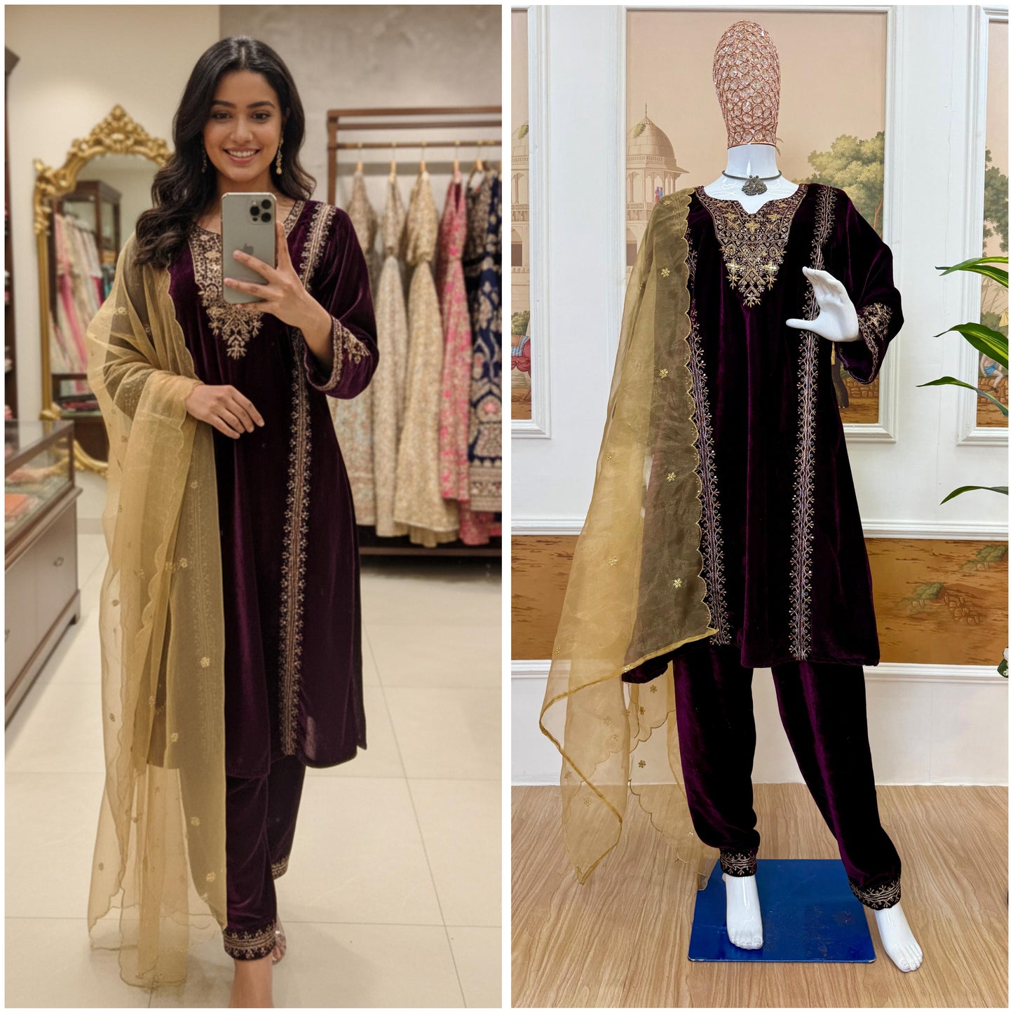 Warm Evenings Pure Velvet Designed Ready To Wear Suit Outfit