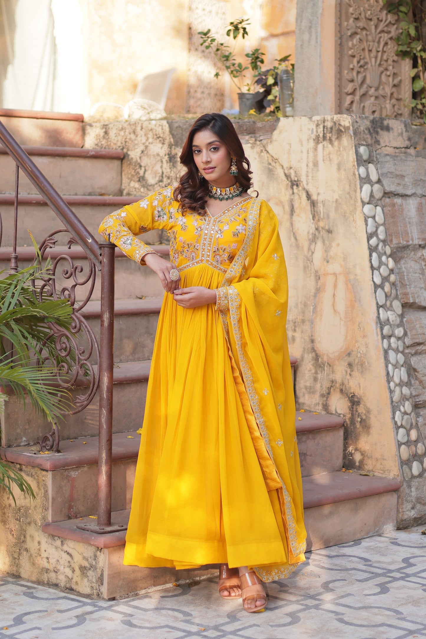 Haldi Day Yellow Designer Gown