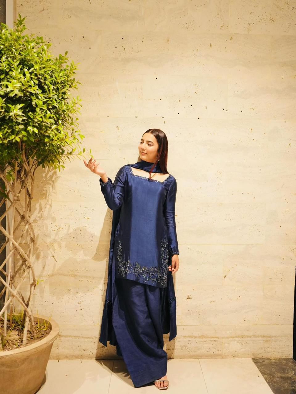 Blue Stylish Naturally Attractive Beautiful Outfit - Upto Plus Size