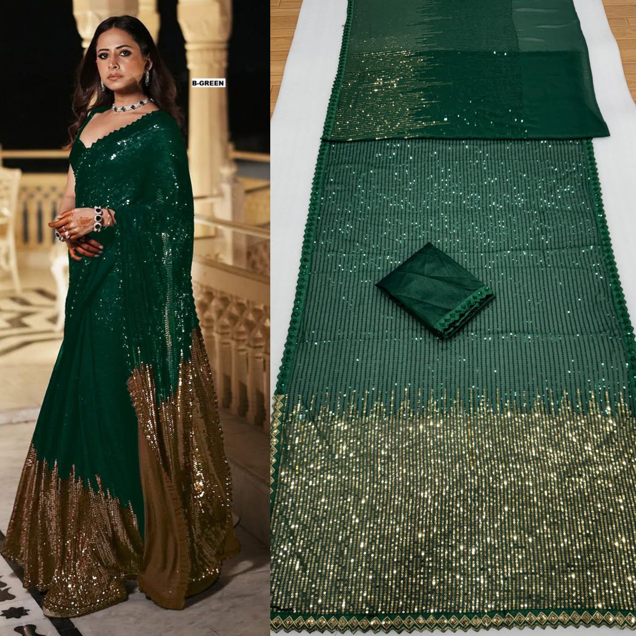 Duo Color BlockBuster Sequins Saree