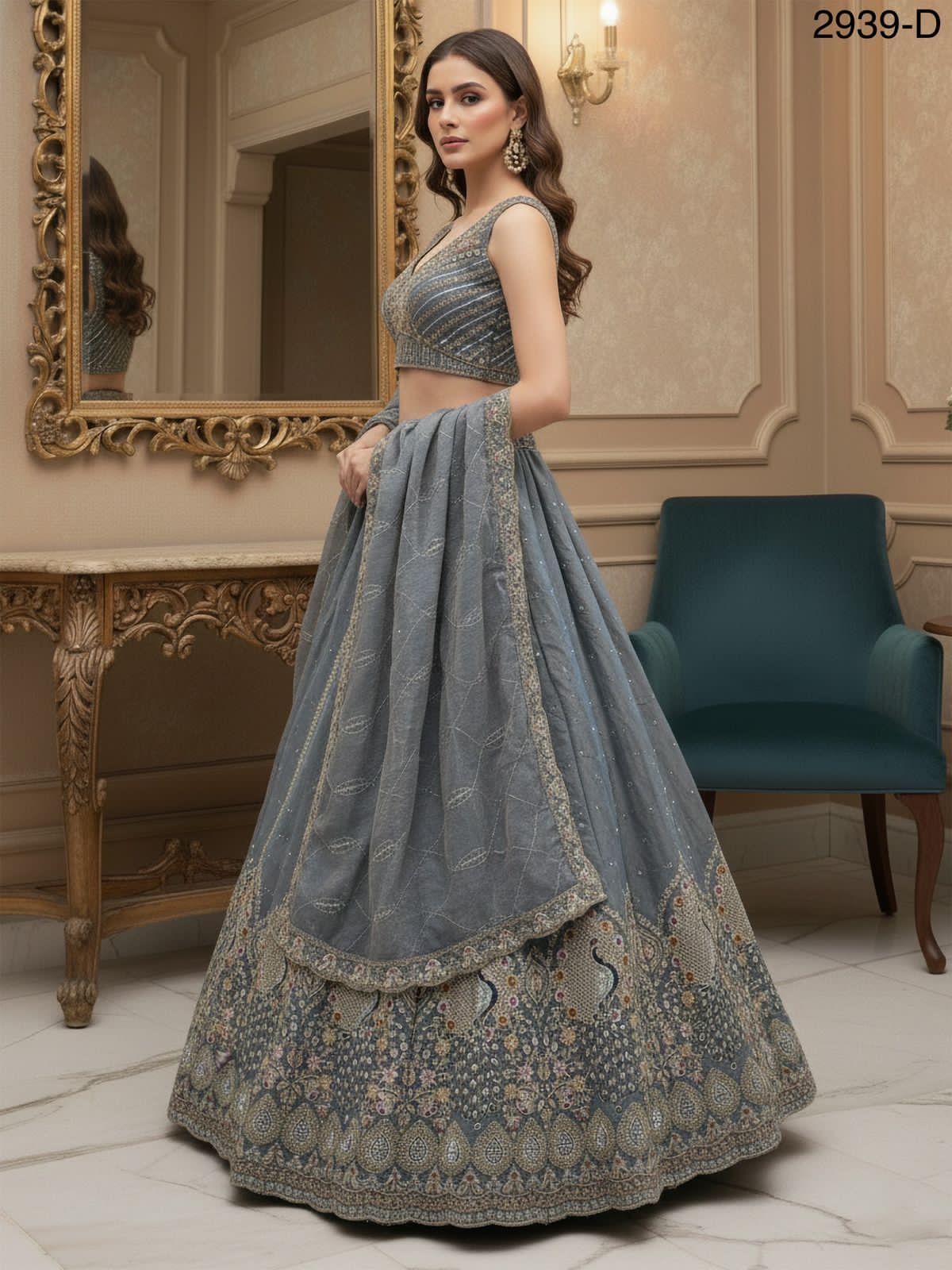 Peacock Embroidered Sober work Wedding Lehenga choli
