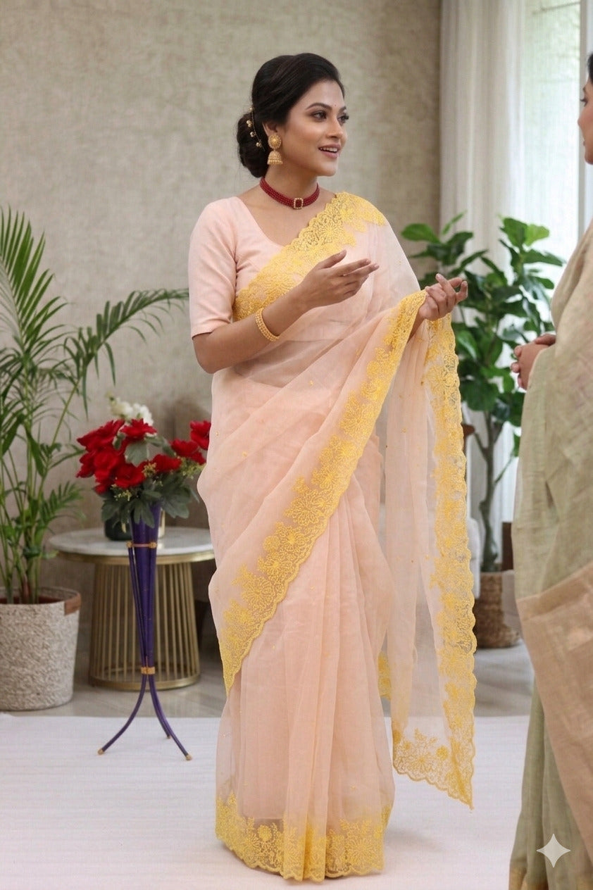 Pastal Summer Soft Lightweight Organza Premium Saree