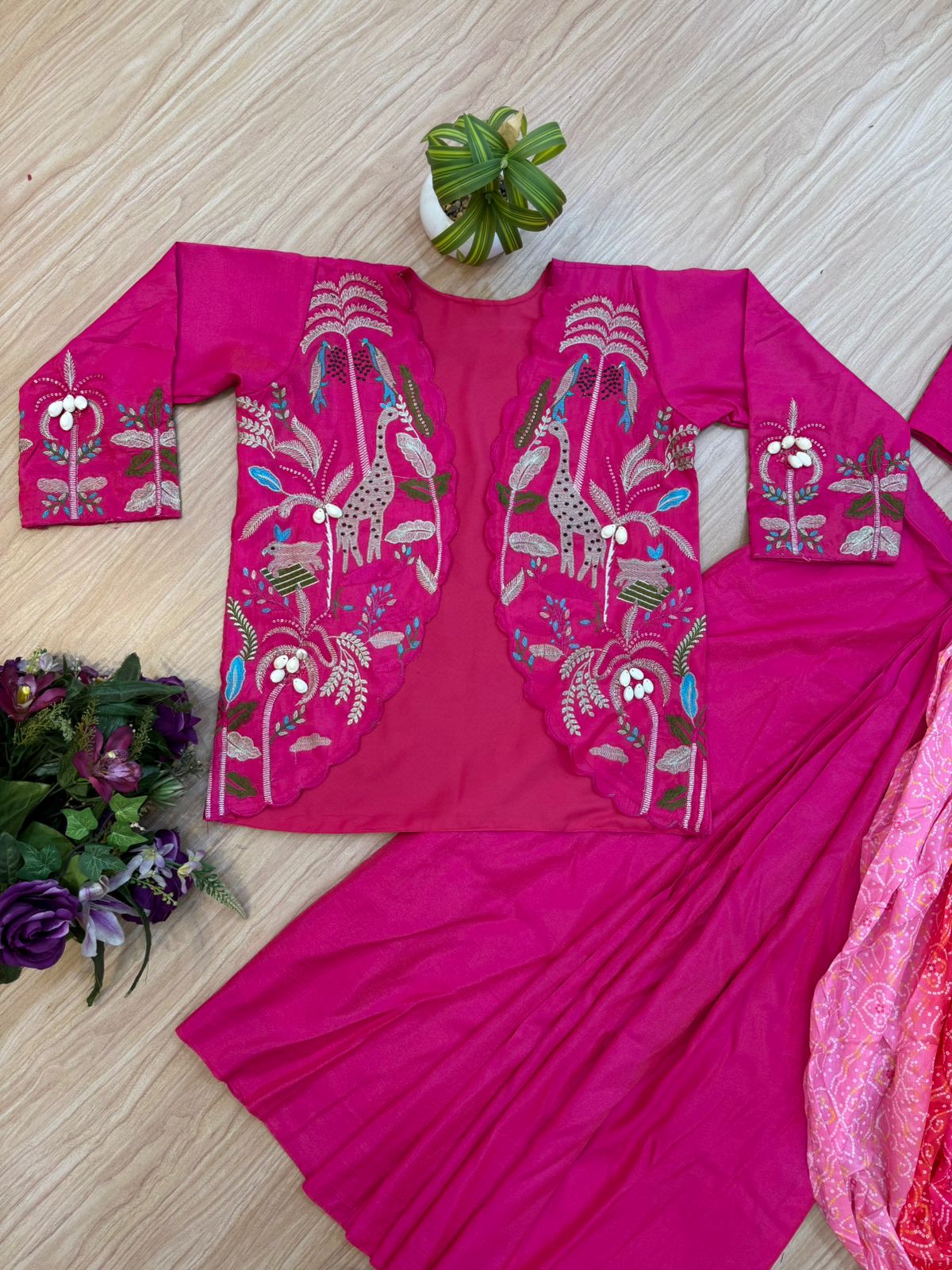 Indo Western Style Jacket Koti Drape Saree Set