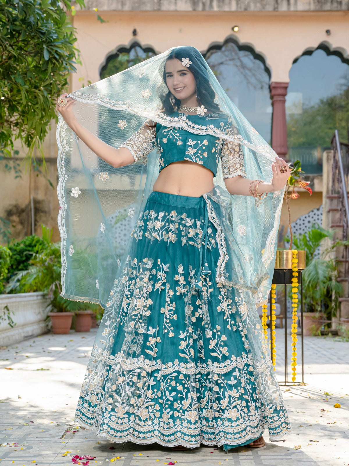 Rama Glam Net Lehanga