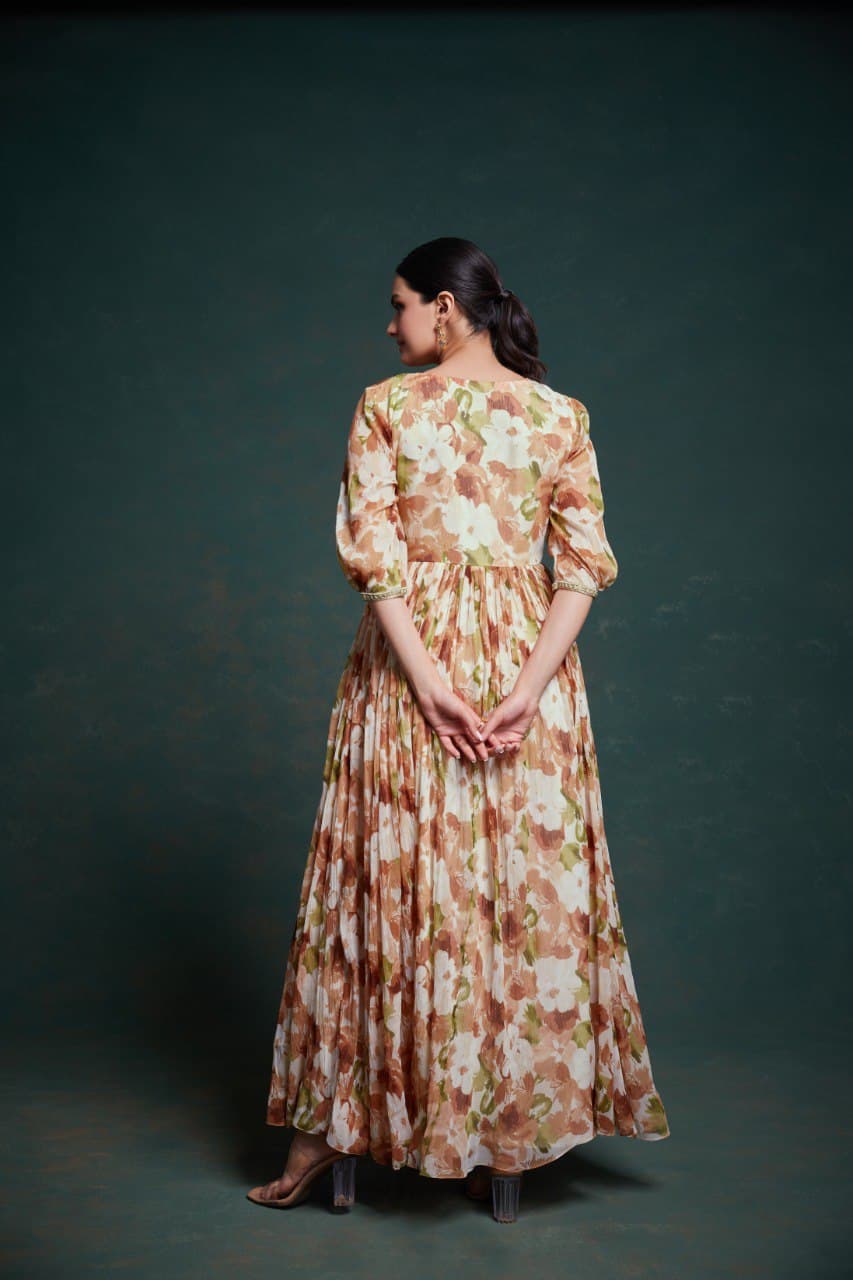 Floral Soft Chiffon Ready To Wear Gown