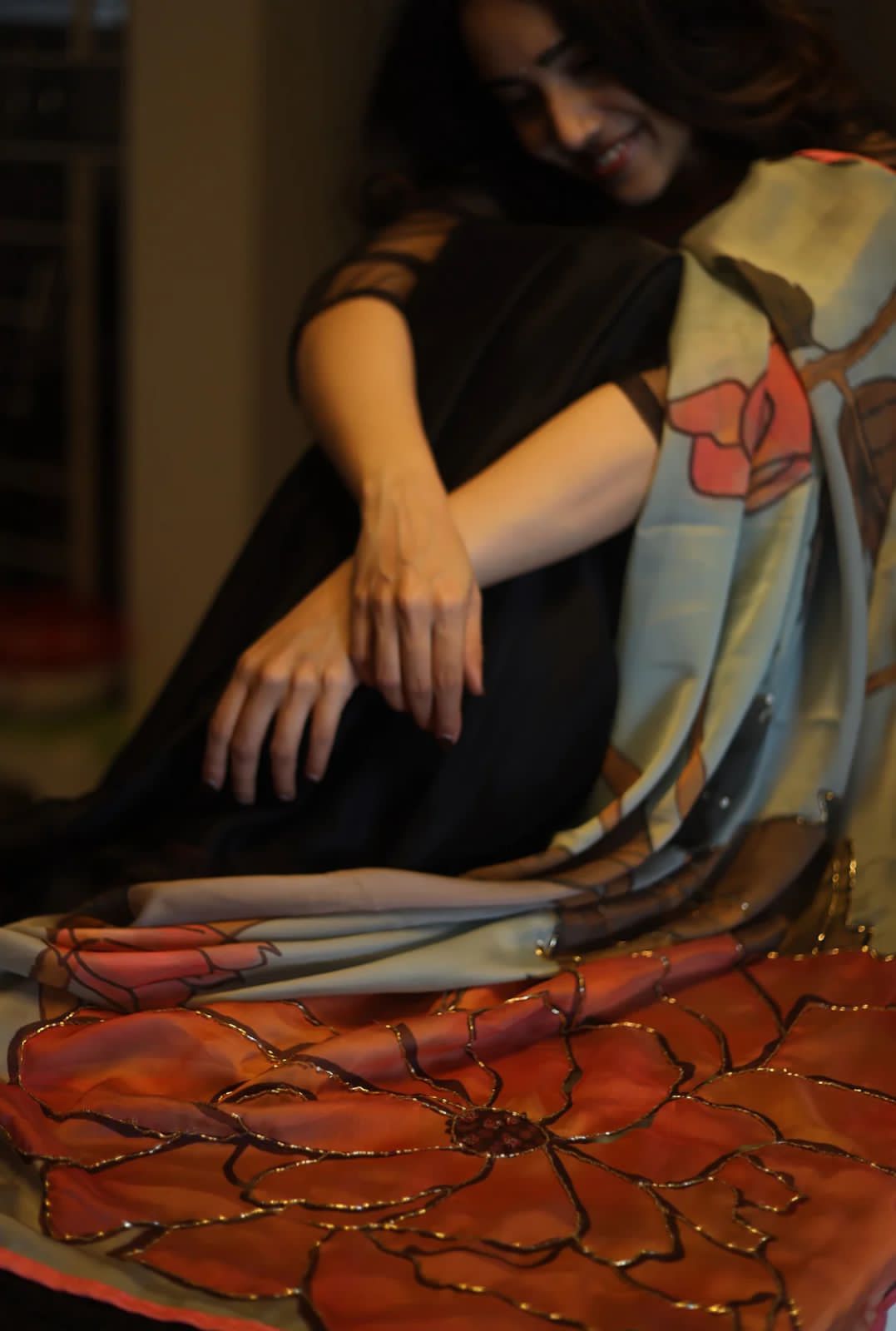 Kalamkari Premium Black HandWork Saree