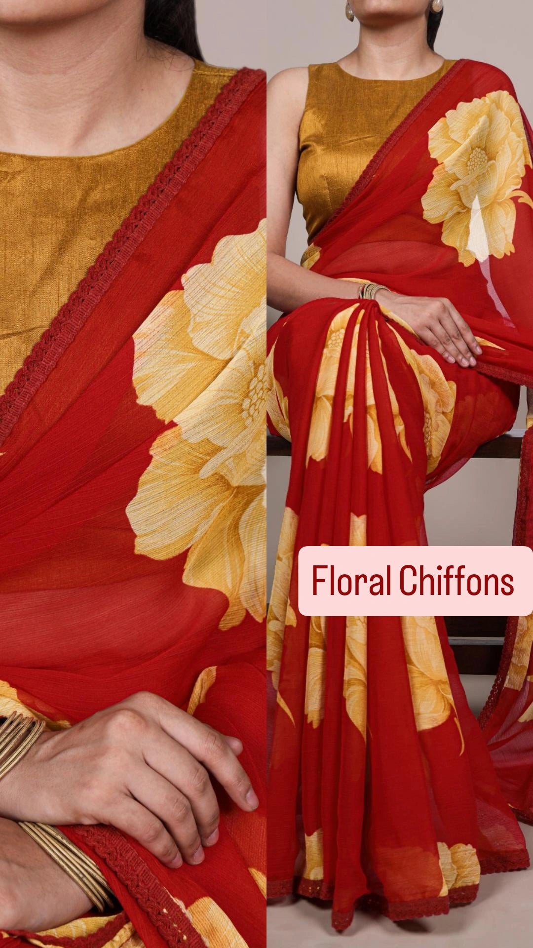 A perfect harmony of airy chiffon and blooming florals