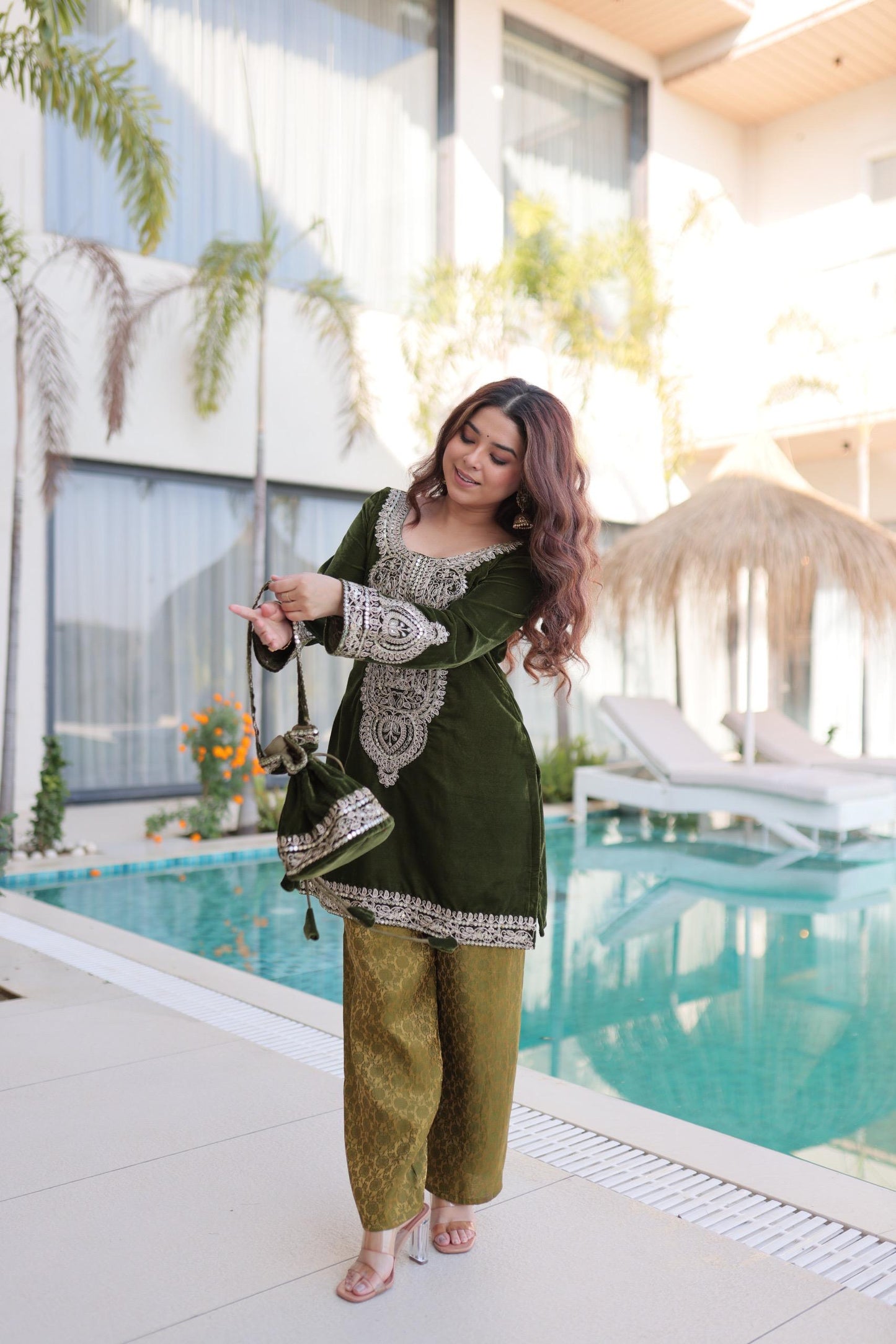 Shine Warm In Premium Velvet Outfit
