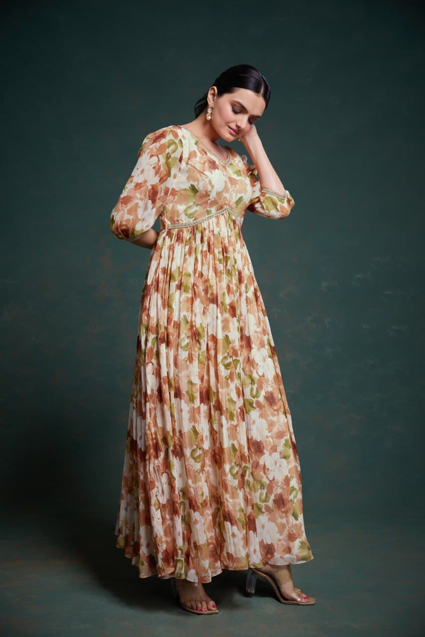 Floral Soft Chiffon Ready To Wear Gown