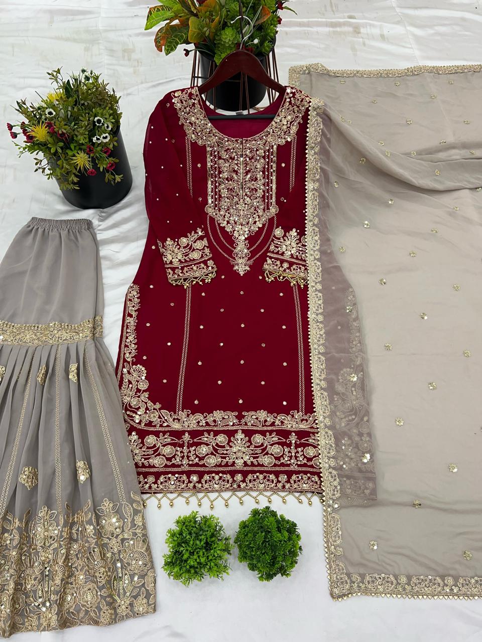 Premium Georgette Bling Ethnic Suit Outfit in Two Colours