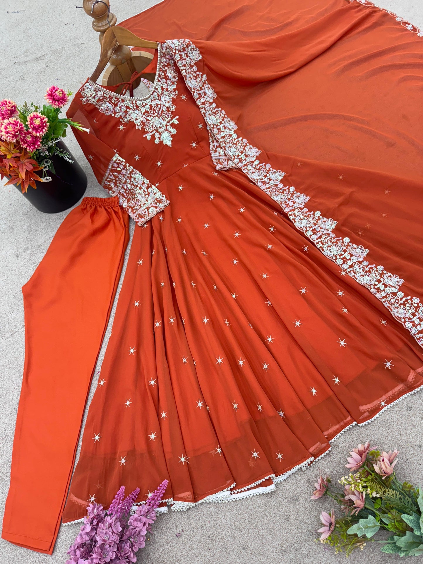 Elegant Embroidered Rambo Sequence Designer Anarkali