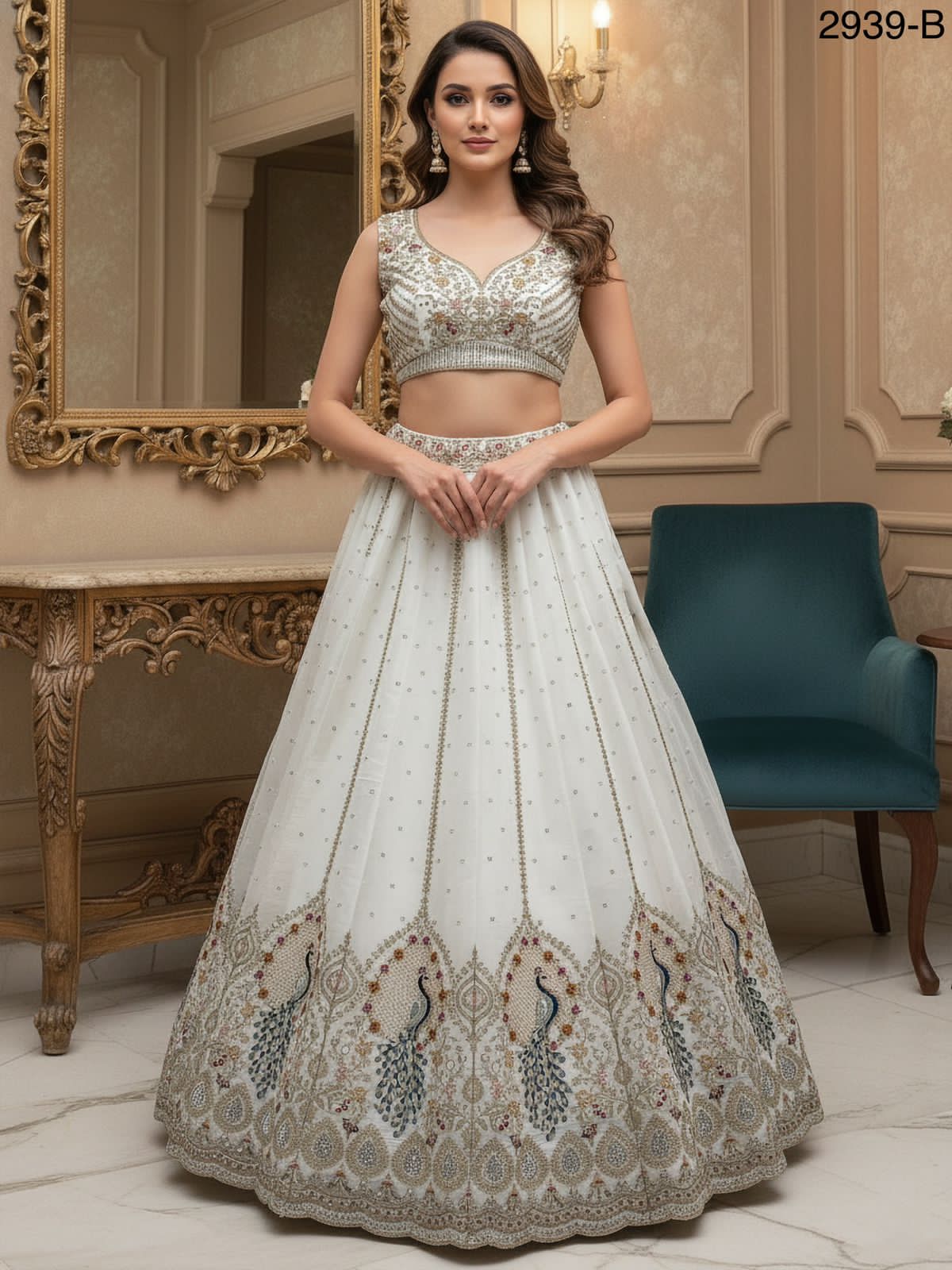 Peacock Embroidered Sober work Wedding Lehenga choli