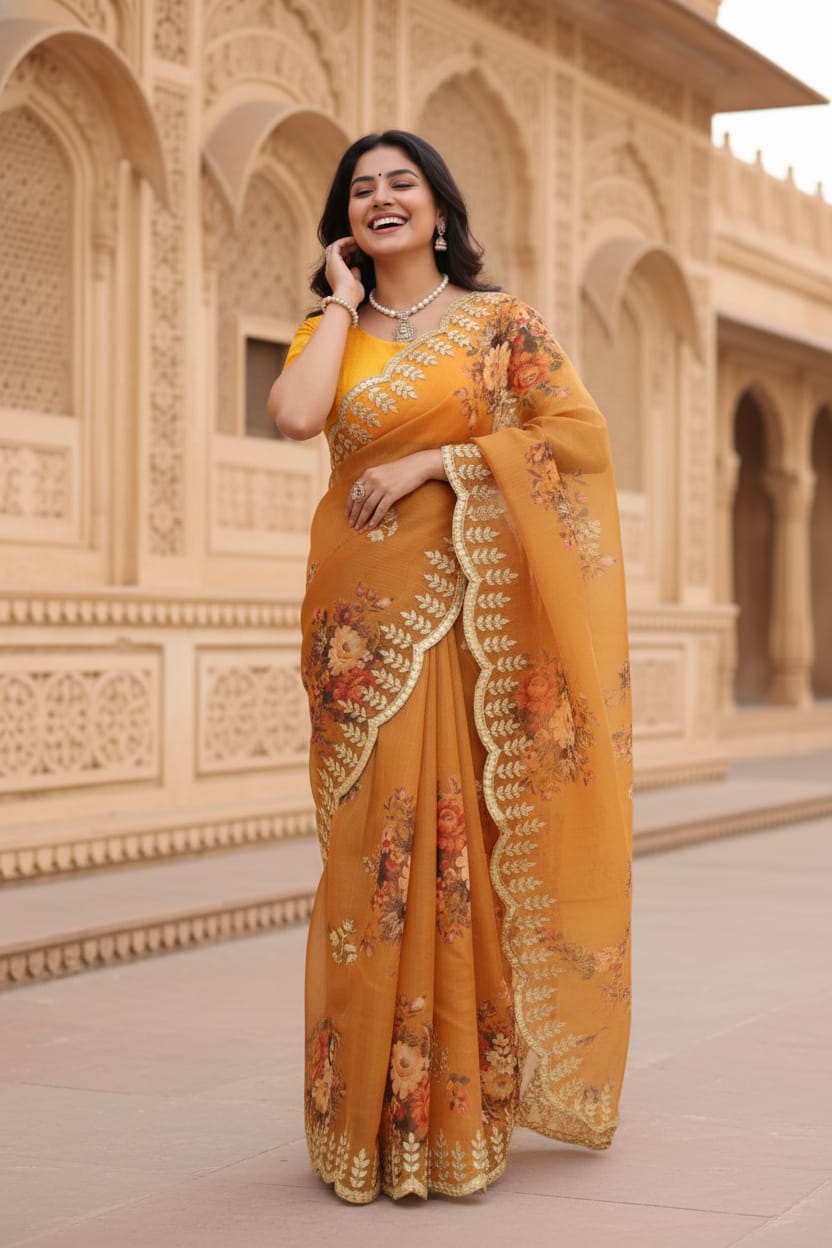 Mustard Yellow Auspicious Attractive Saree