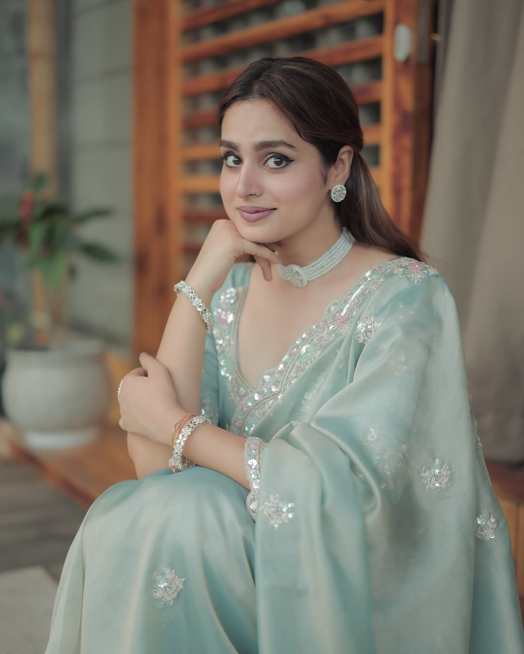 Pastal Sea Green Soft Satin Silk Premium Saree