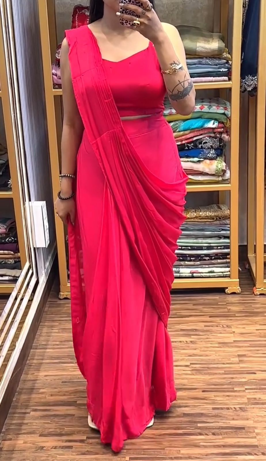 Ready To Wear Koti Jacket Style Chinon Saree