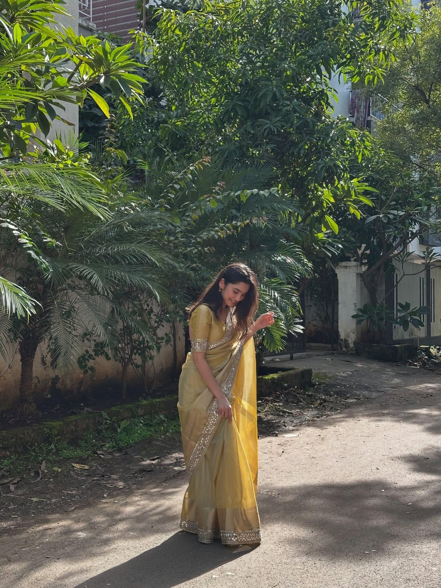 Organza Premium Mirror Work Saree
