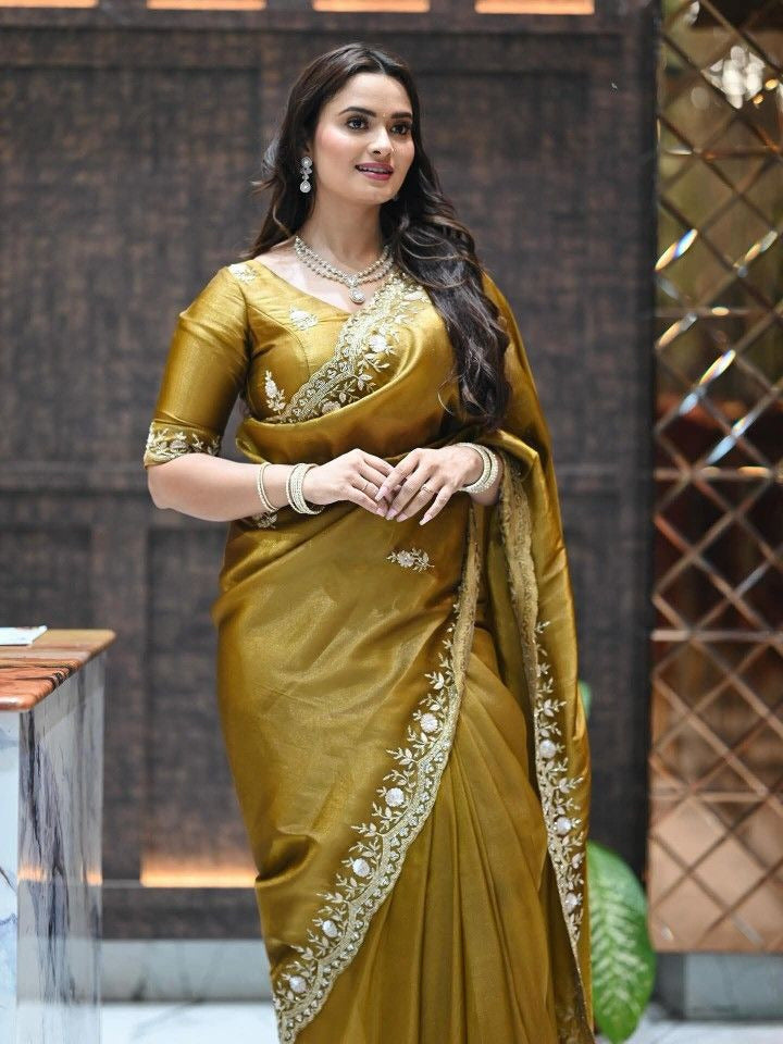 SUN GOLD FANDY SATIN SAREE