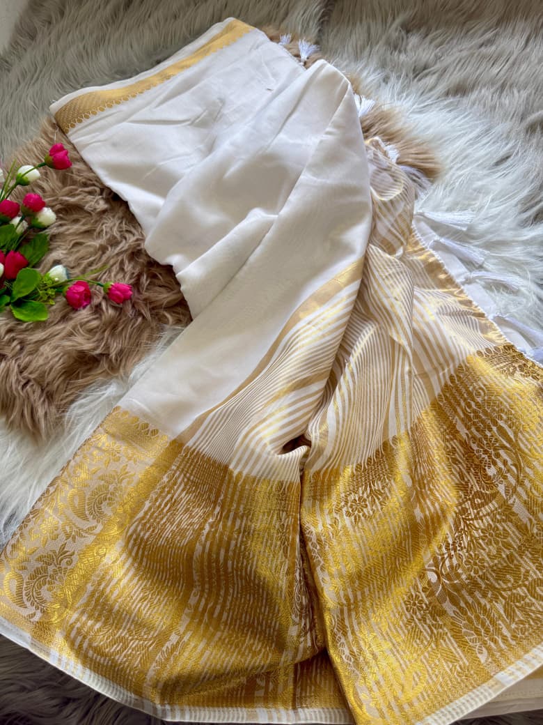 Elegance Charming Looks White Saree