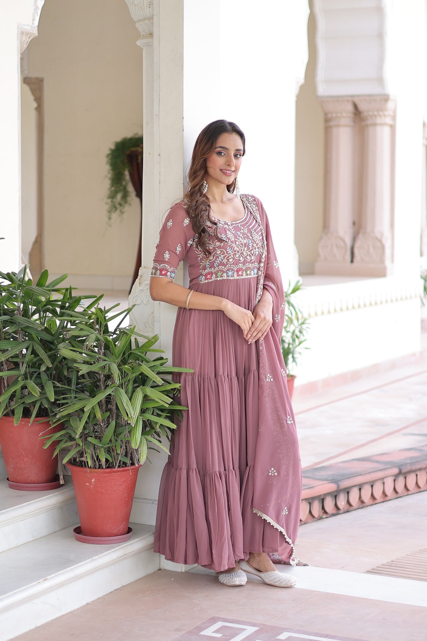 Premium Multi Thread Bead Work Gowns