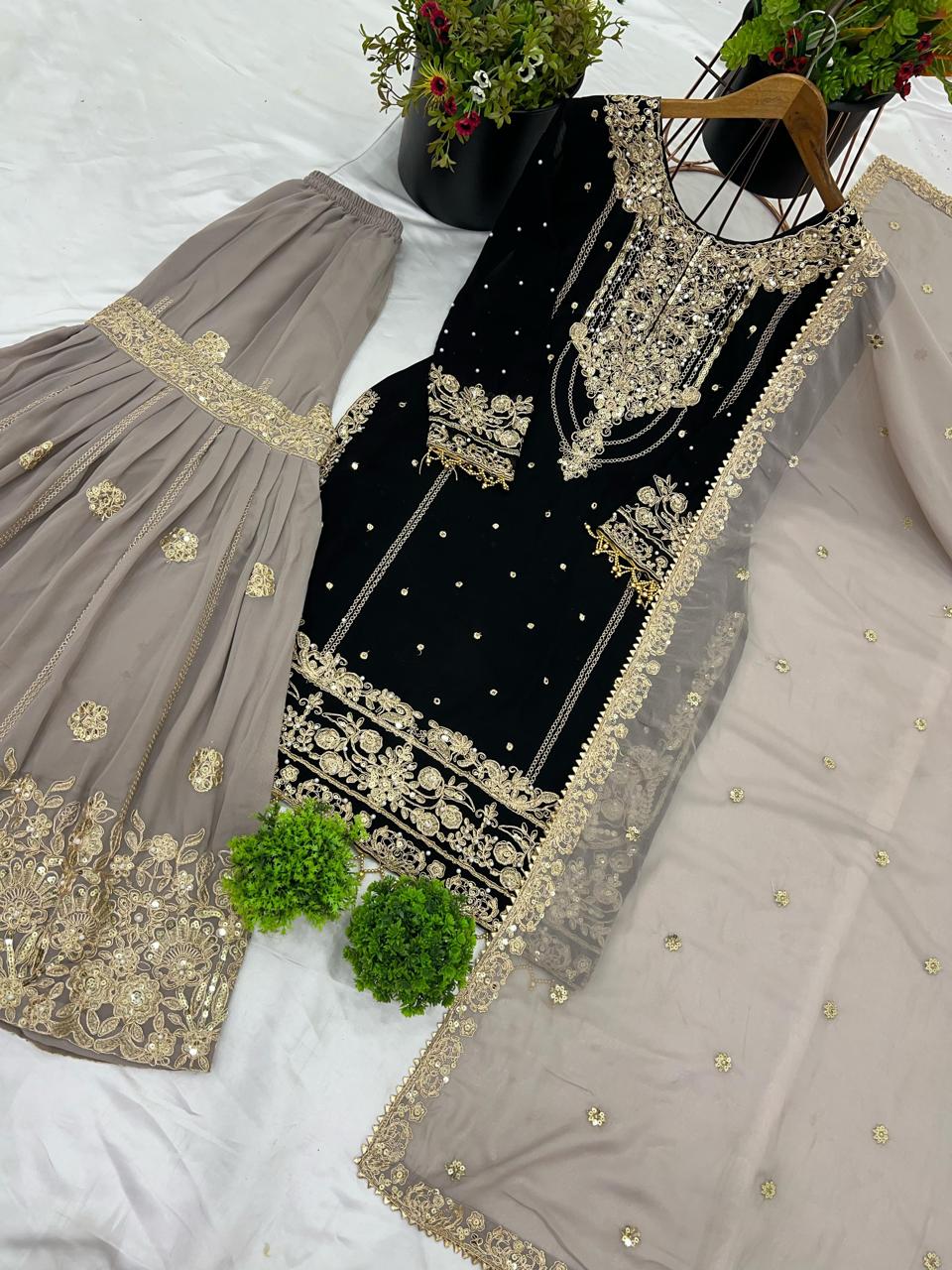 Premium Georgette Bling Ethnic Suit Outfit in Two Colours