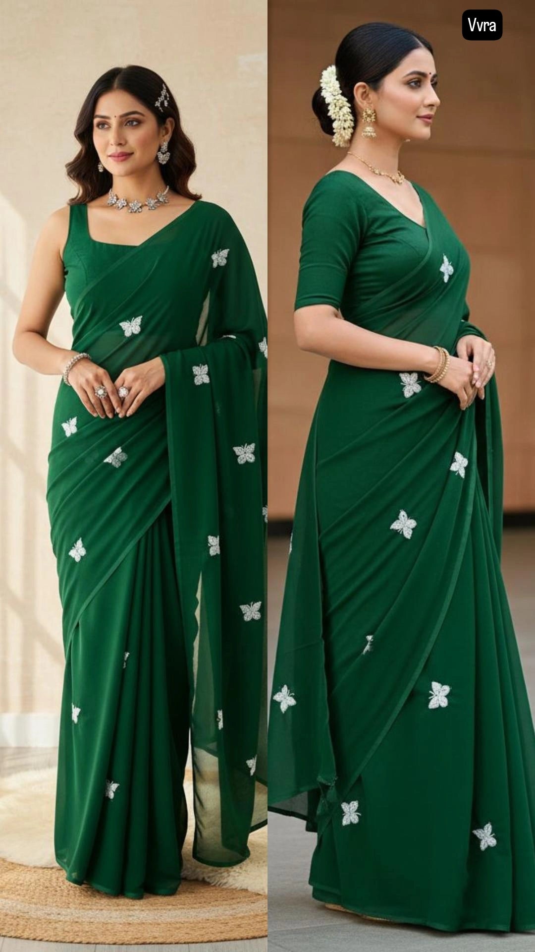 Green Butterfly Attractive Saree