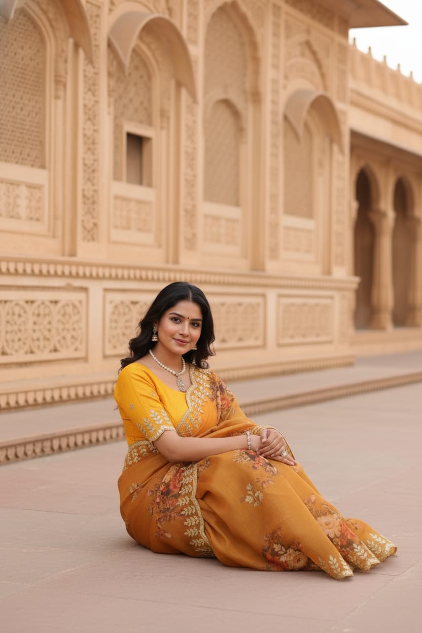 Mustard Yellow Auspicious Attractive Saree