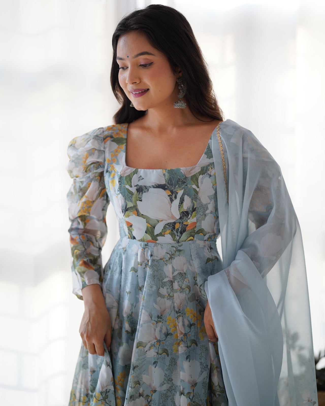 Pure Organza Ready To Wear Anarkali Set