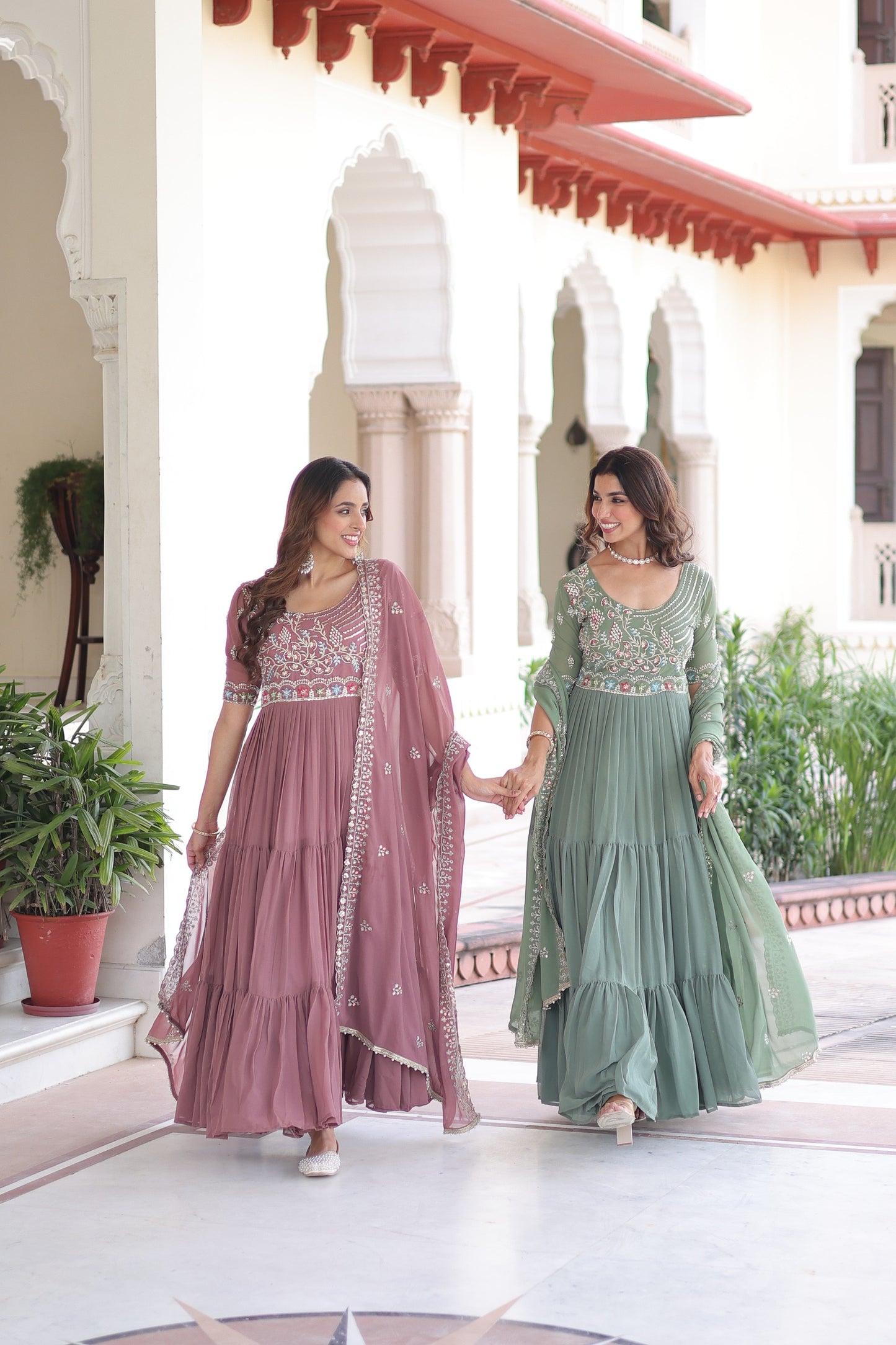 Premium Multi Thread Bead Work Gowns