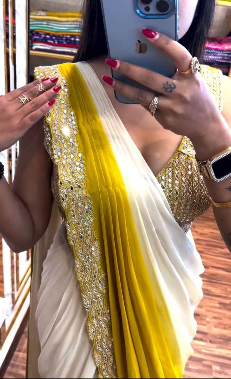 Ready To Wear Real Mirror Work Saree