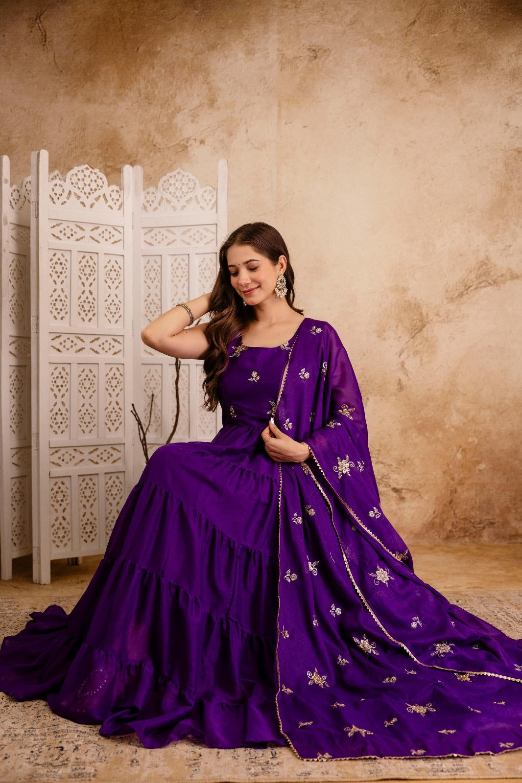 Big Flaired Layered Premium Anarkali Set