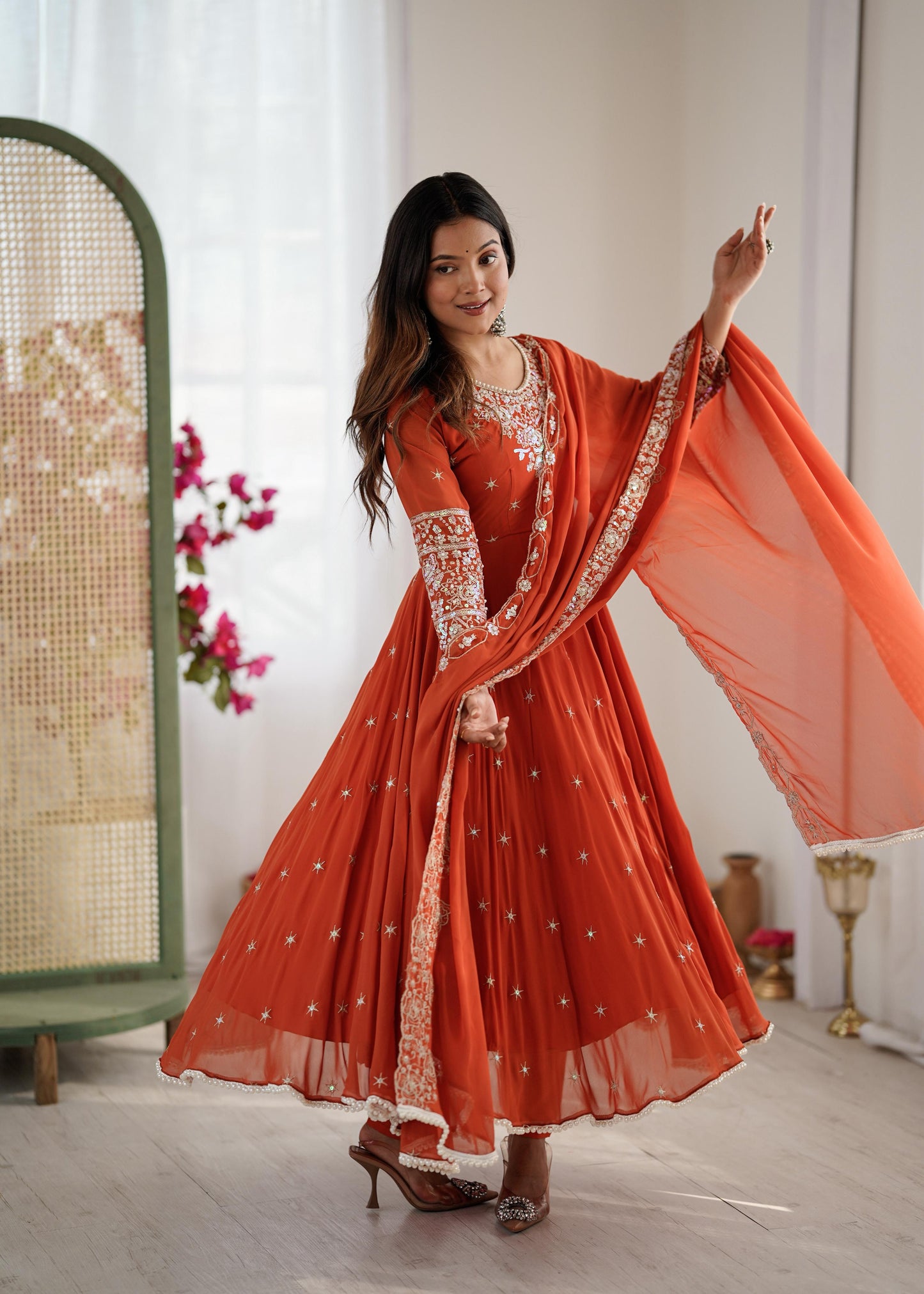 Elegant Embroidered Rambo Sequence Designer Anarkali