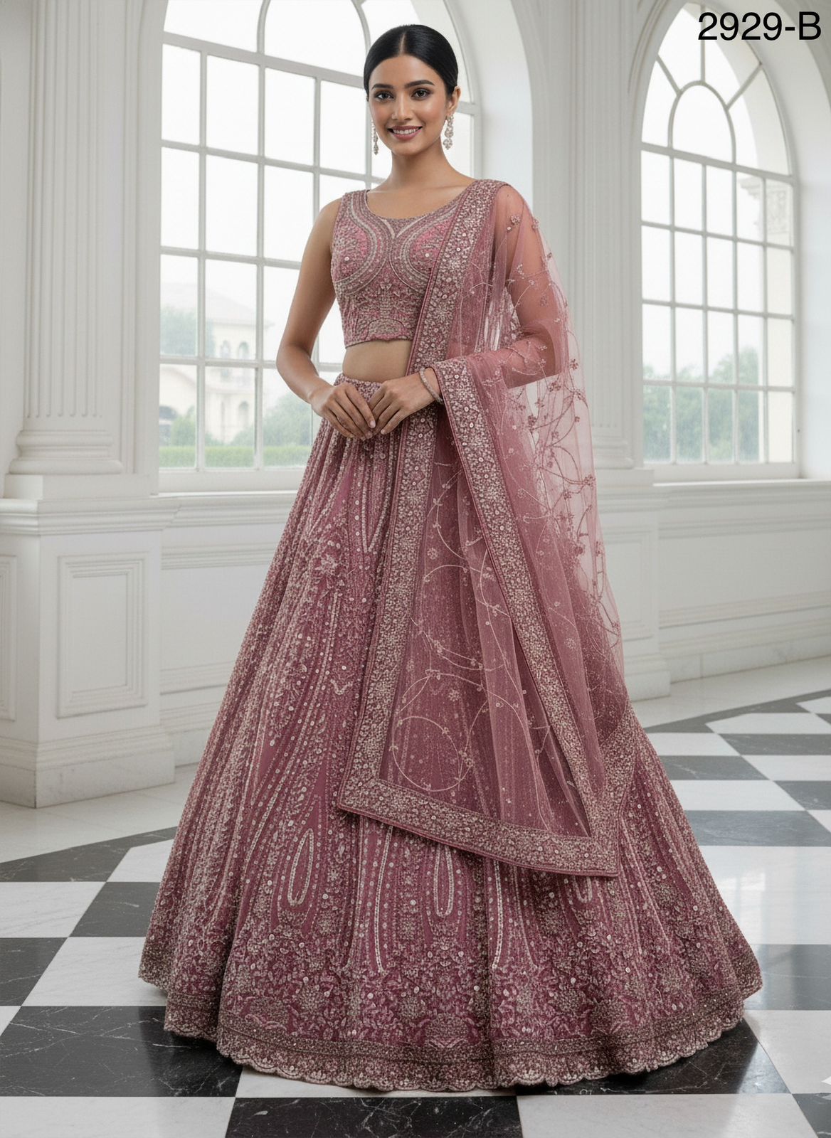 Hand Worked Pink Designer Lehanga