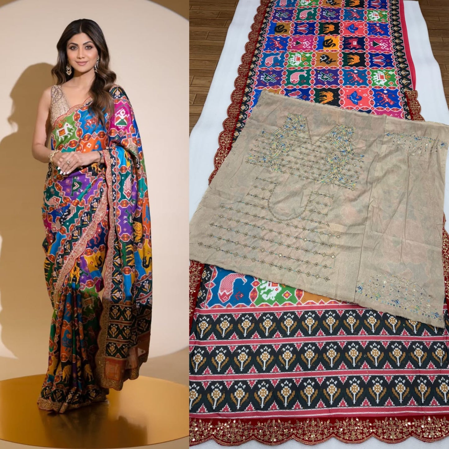 Bollywood Inspired BlockBuster Shilpa Shetty Style Mirror Work Saree