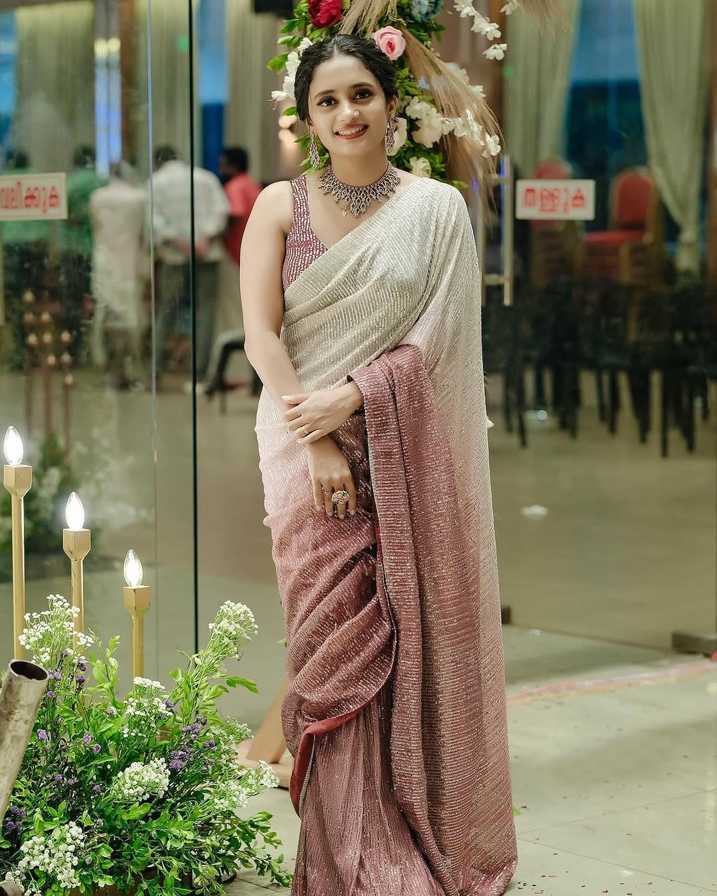 Ombre Shade Bling Sequins Premium Saree