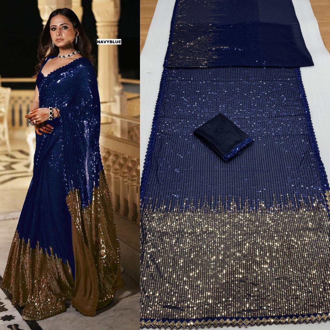 Duo Color BlockBuster Sequins Saree