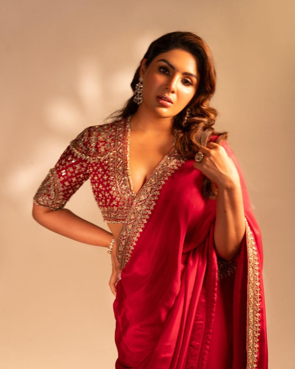 Impressive Red Sequins Premium Eye Catching Saree