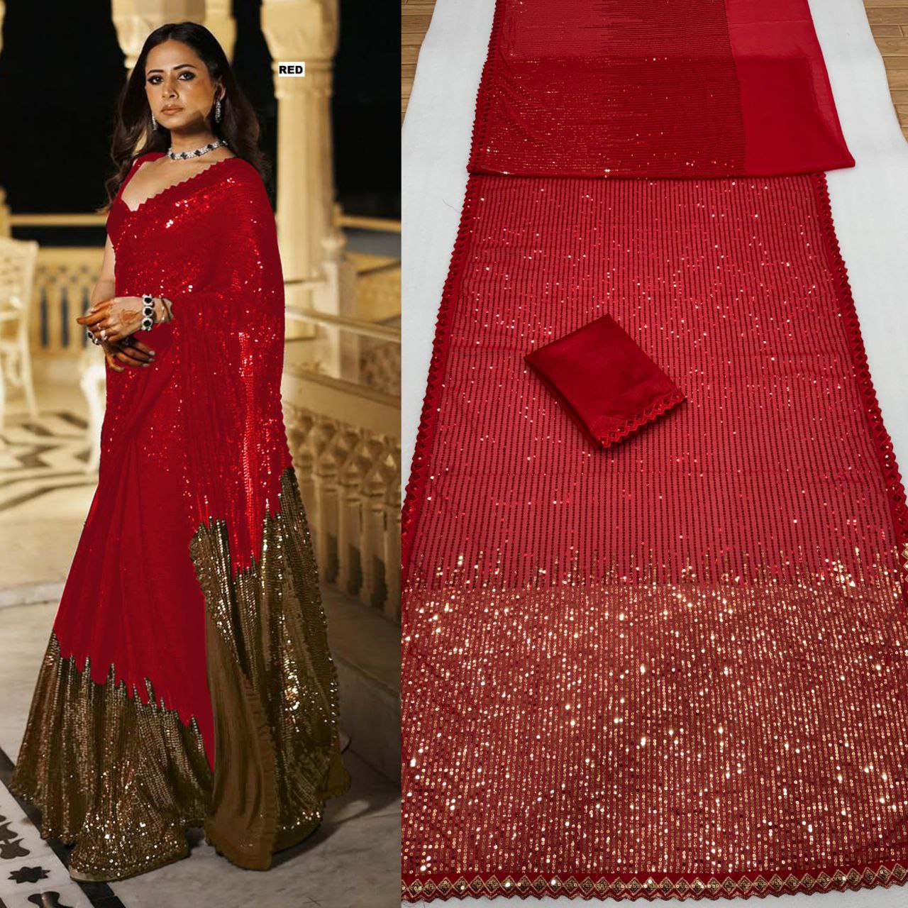 Duo Color BlockBuster Sequins Saree