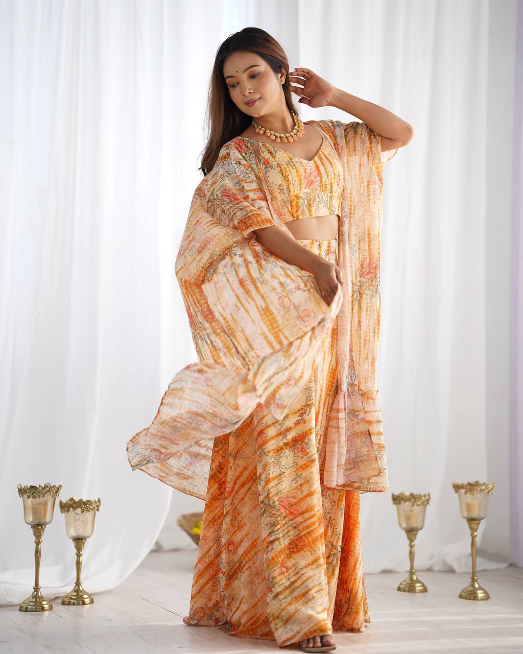 Floral Indo Western Earthy Outfit