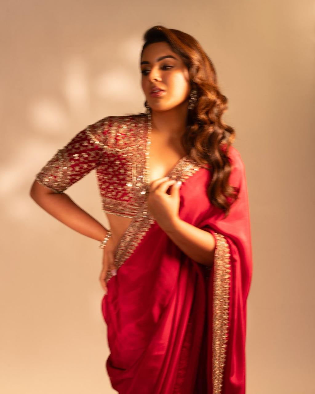Impressive Red Sequins Premium Eye Catching Saree