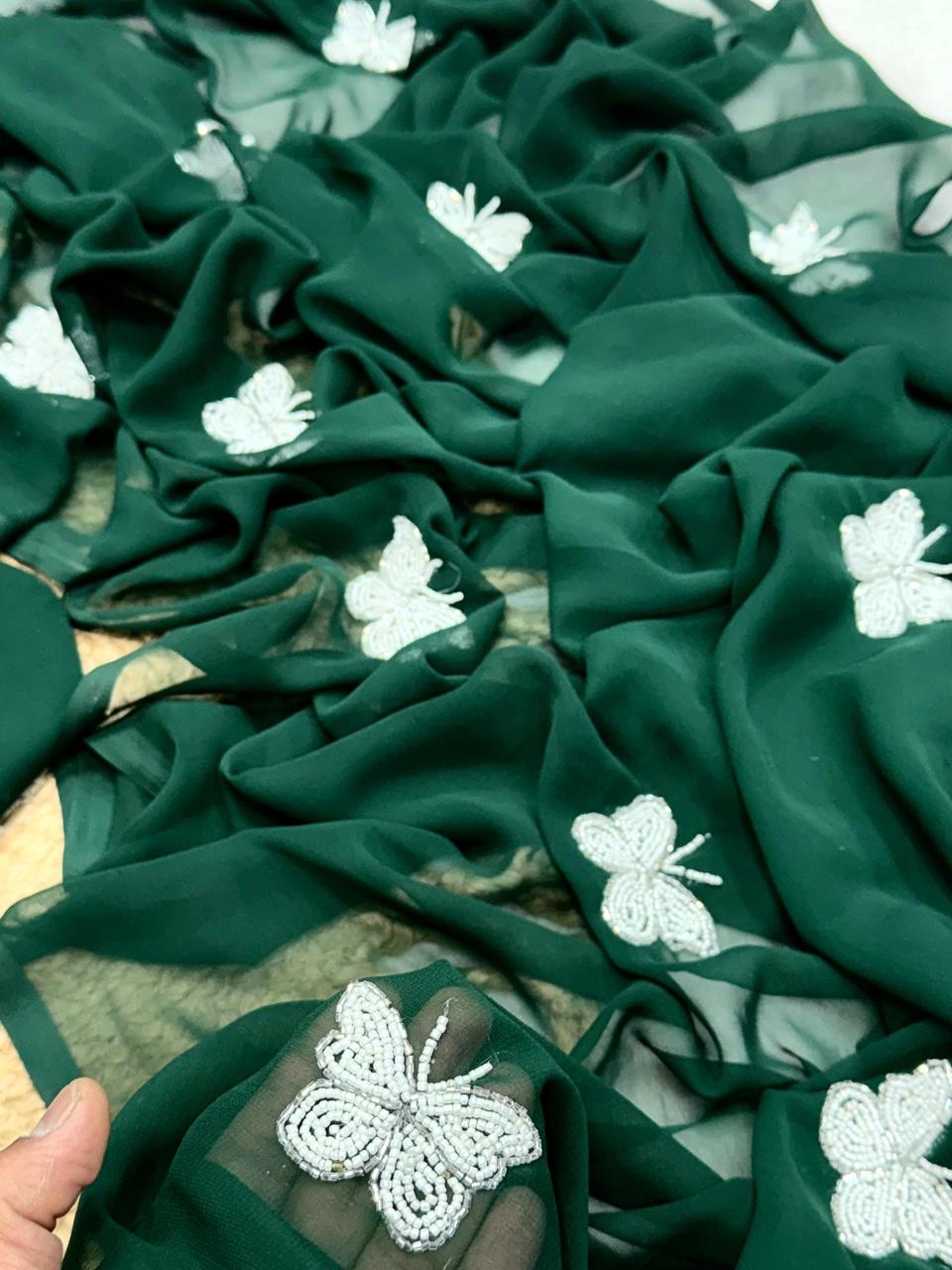 Green Butterfly Attractive Saree