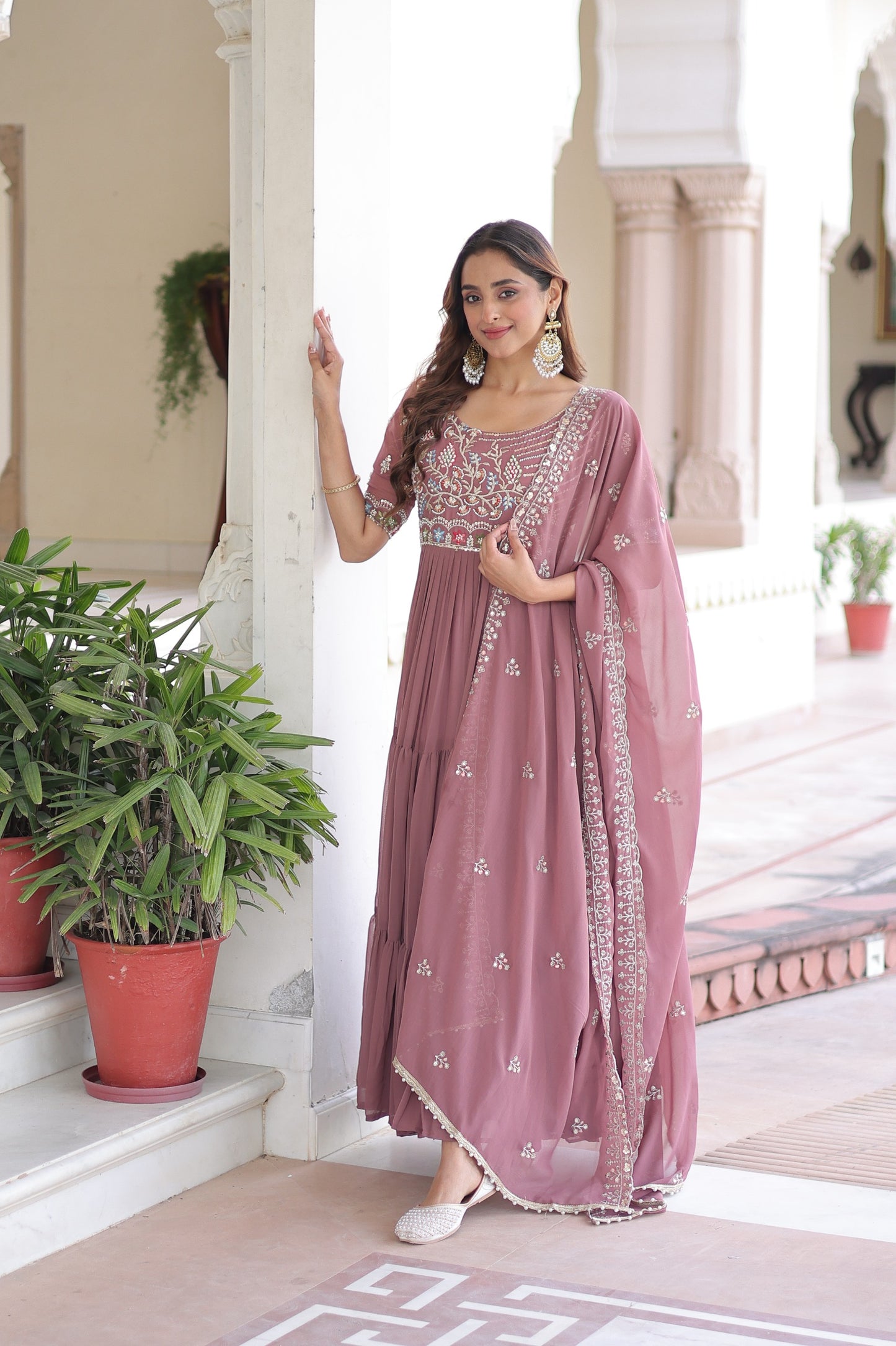 Premium Multi Thread Bead Work Gowns
