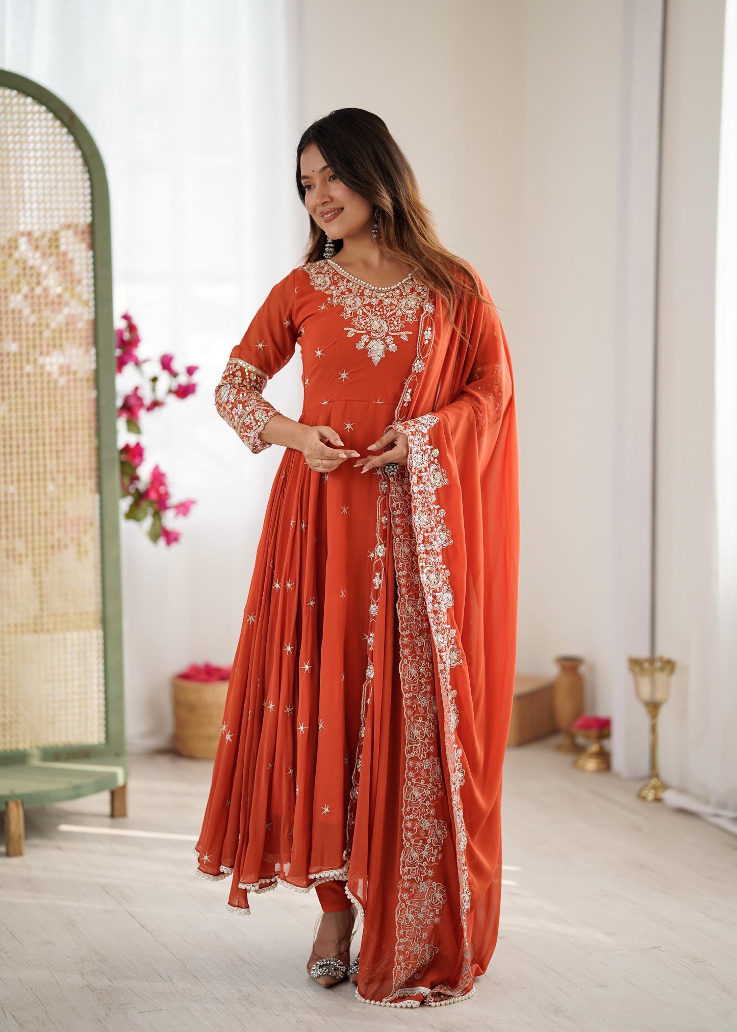 Elegant Embroidered Rambo Sequence Designer Anarkali